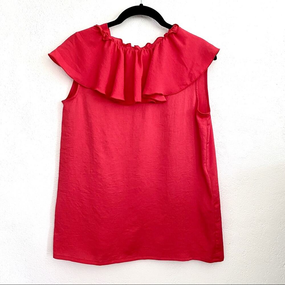 NWT maje Lierro Ruffle Overlay Rouge Top Size Medium - Picture 3 of 14